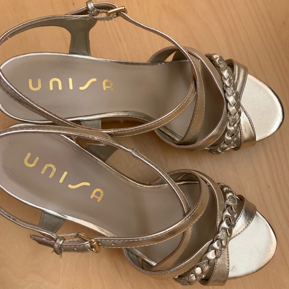 Gold Sparkle Wedge Sandals